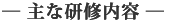主な研修内容